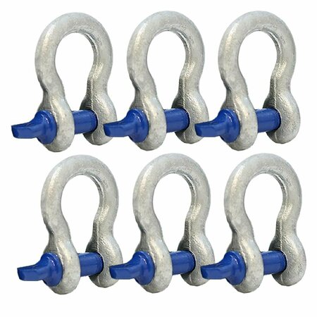 BOXER TOOLS Forged Anchor Shackle 3/8-in. Heavy Duty Forged Steel - Load Capacity up to 1 Ton, 6PK FH409-38-6